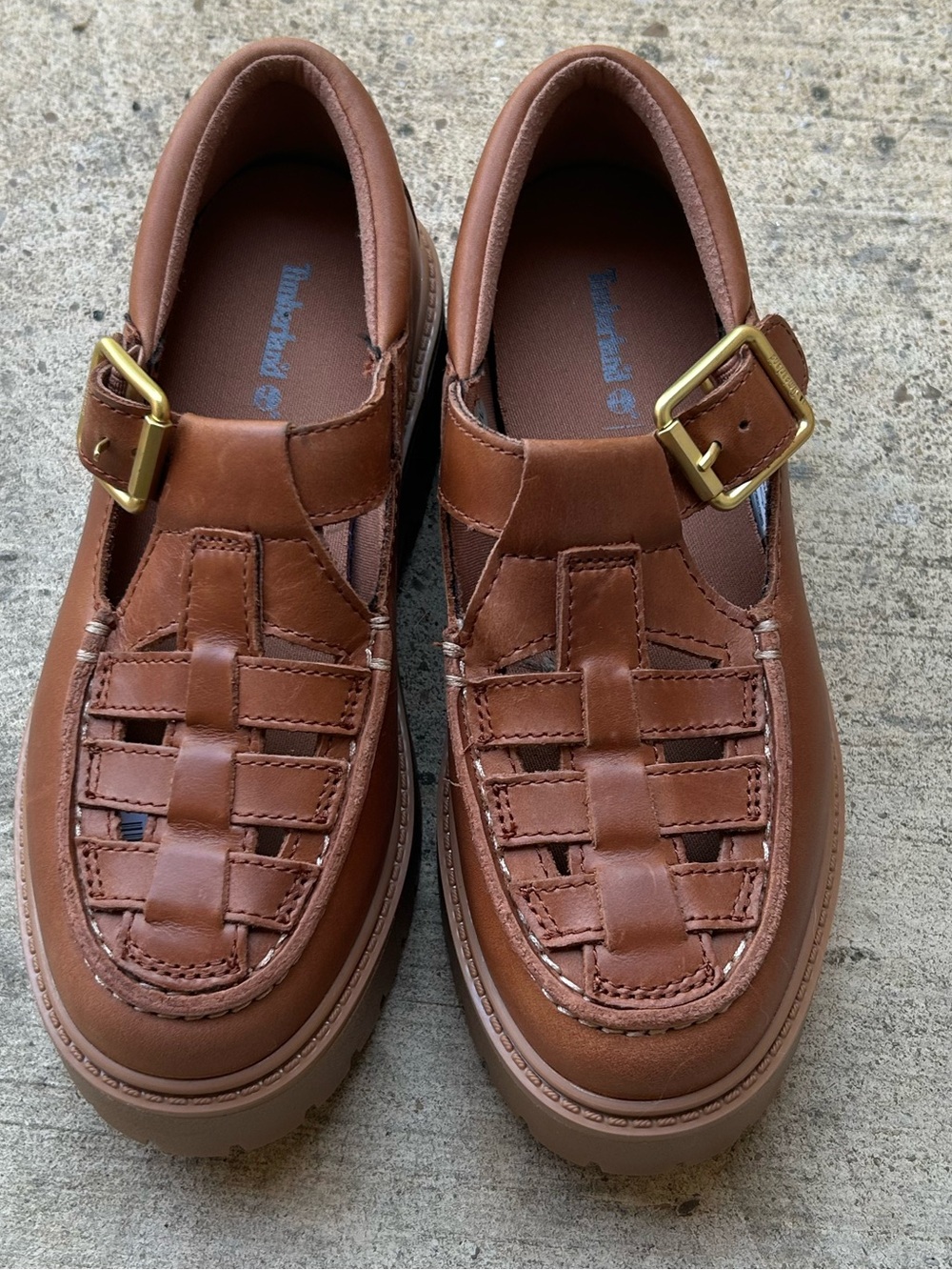 Timberland Women's Brown Leather Fisherman Slip-On Loafers with Buckle